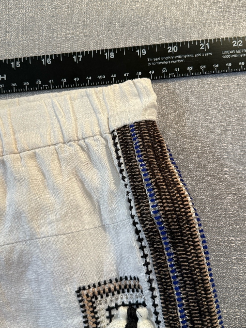 J. Crew White Linen-Blend Shorts with Black Embroidered Trim - Picture 2 of 7